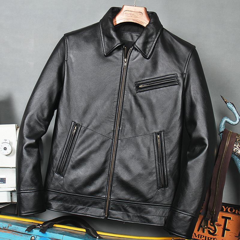 Free Shipping.New Arrival.quality Soft Leather Jacket,men Slim Genuine Leather Coat.classic Biker Cowhide Clothes.black Sales