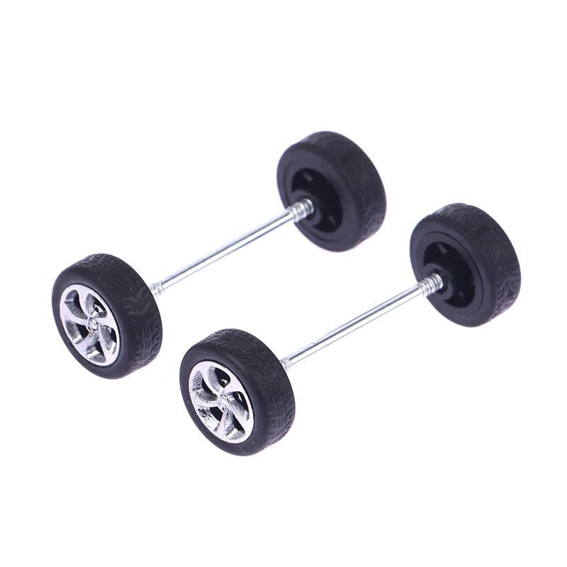 1Set 1:64 Car Wheels For Hotwheels Rubber Tire With Wheel Axle Model Modified