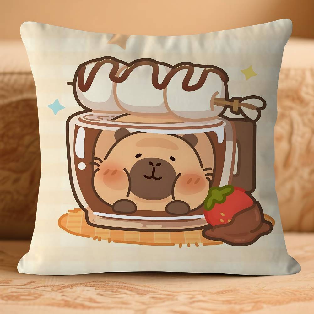 Cute Anime CapybaraS Pillow Case Removable Washable Cushion Cover – All-Season Soft Linen