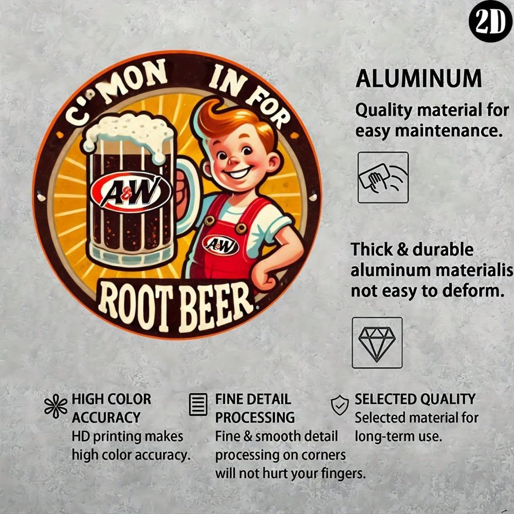 Vintage A&W Root Beer Metal Sign Wall Art Aluminum Decor Gift Bar Cafe Home Office
