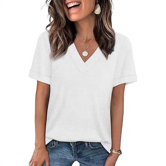 Casual Womens T Shirt With V Neck And Cotton Fabric For Summer And Spring Comfort