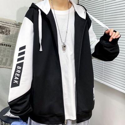 Herbst Männer Farbblock Mit Kapuze Reißverschluss Hoodie Mantel Täglich Casual Sport Sweatshirts
