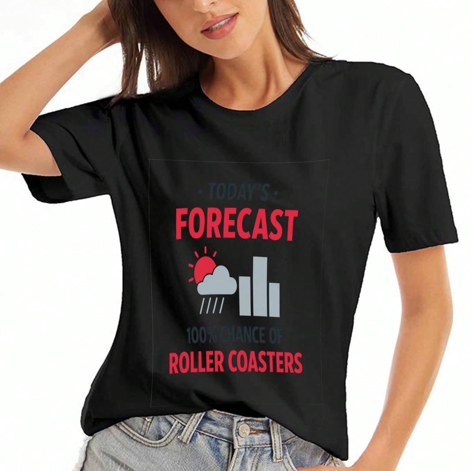 Roller Coasters Forecast unisex Cotton T Shirt, Pure Cotton Premium Print, Durable, Casual Fashion. Todayunisex Forecast 100% Chance Of Roller Coaster S разноцветный