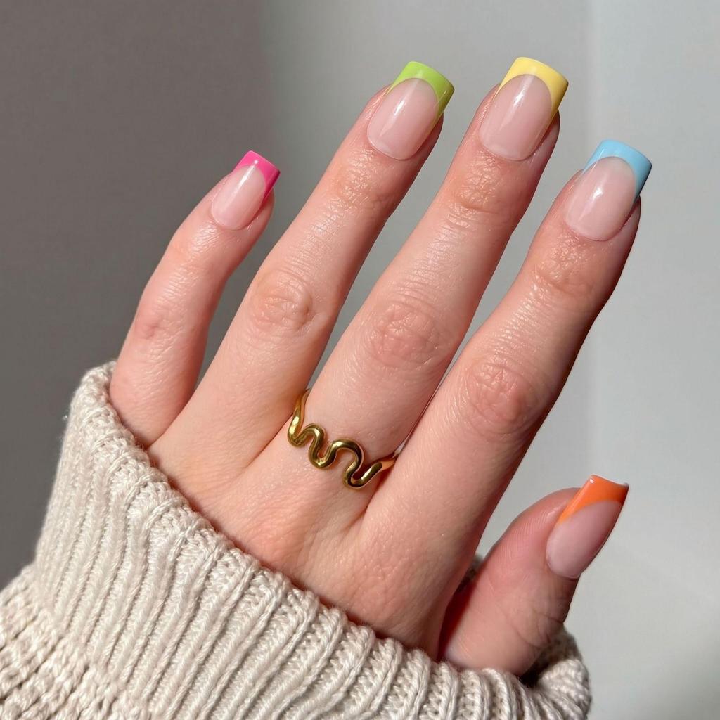 Hochwertige tragbare künstliche Nägel im Mandel-Nude-French-Stil – mittellange und lange Nagelspitzen