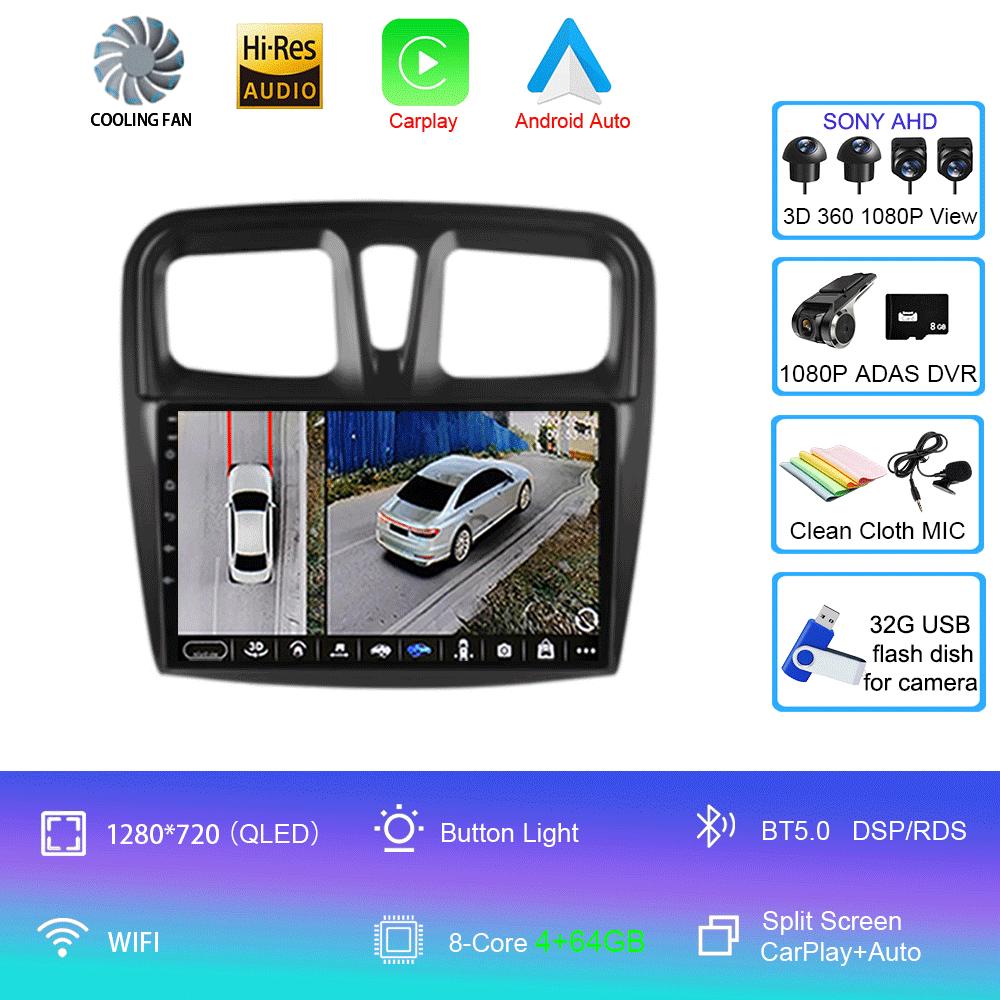 For Renault Logan 2 Sandero 2 2012-2019 Car Radio Android 14 Carplay Auto 2K Screen Multimedia Player Autoradio Stereo Head Unit