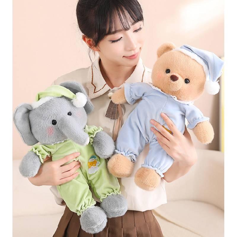 Animal Pajamas Goodnight Series Plush Toy Rabbit Pig Bear Elephant Doll Gift