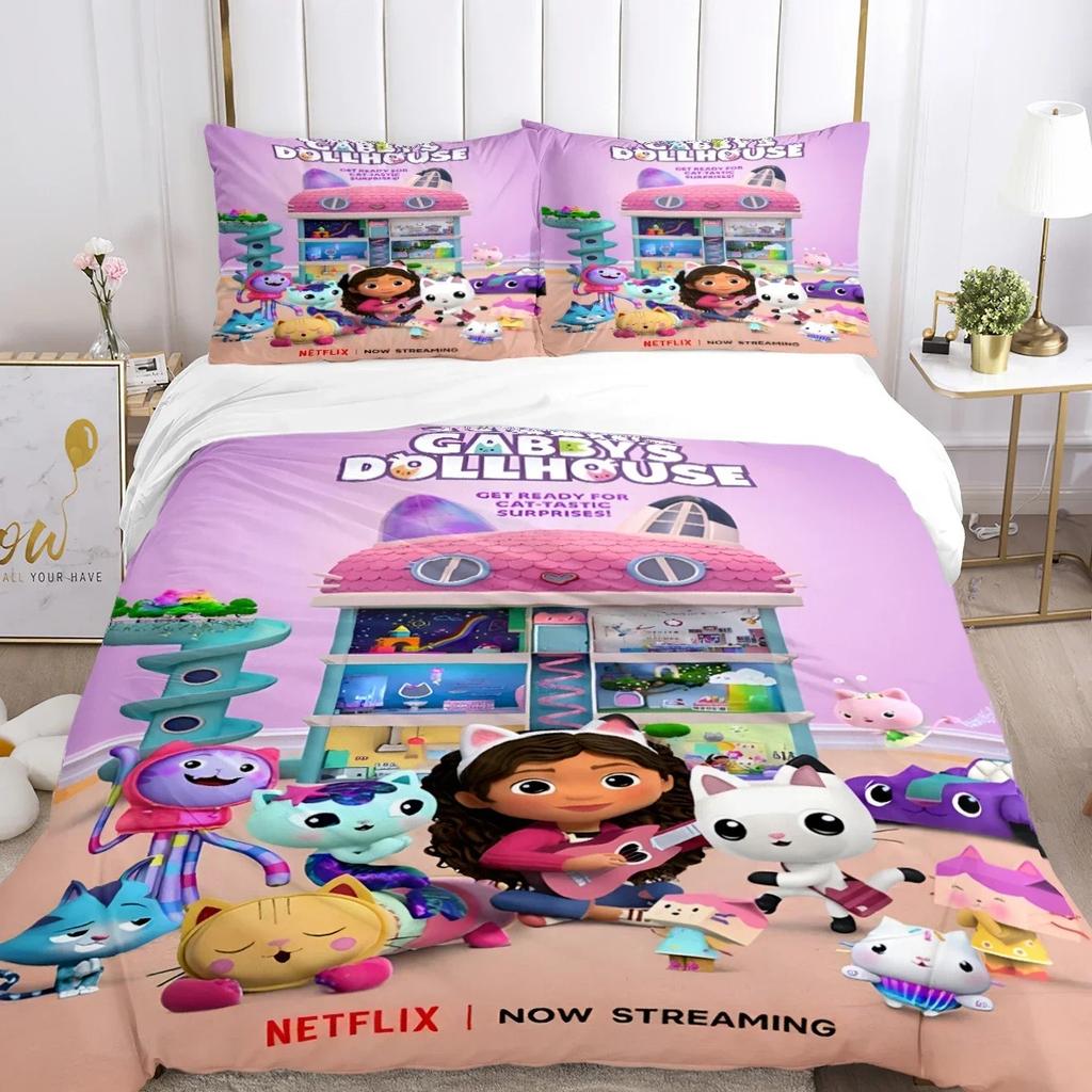 Comforter Gabby'S Dollhouse Bedding Set 3D Printed Suitable For Bedroom Kids Home Textile