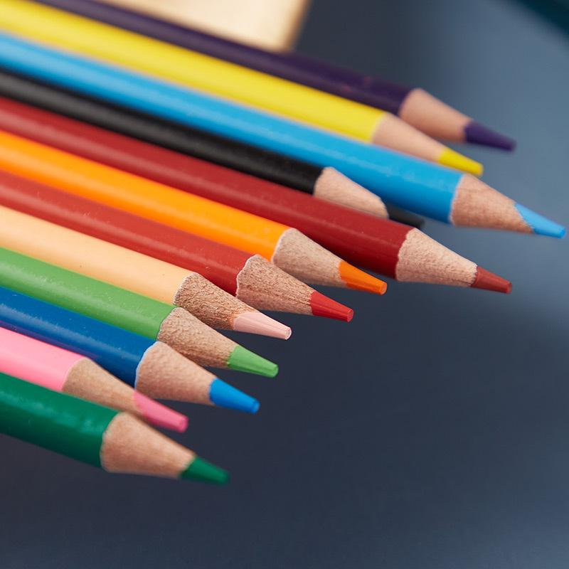 Water-Soluble Colored Pencils Gift Set - 12 Colors In Tin Box for Student Art & Drawing