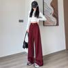 Wide-leg Encore Red Straight Jeans for Women In Autumn New High Waist Loose Thin Slimming Draped Floor Pants