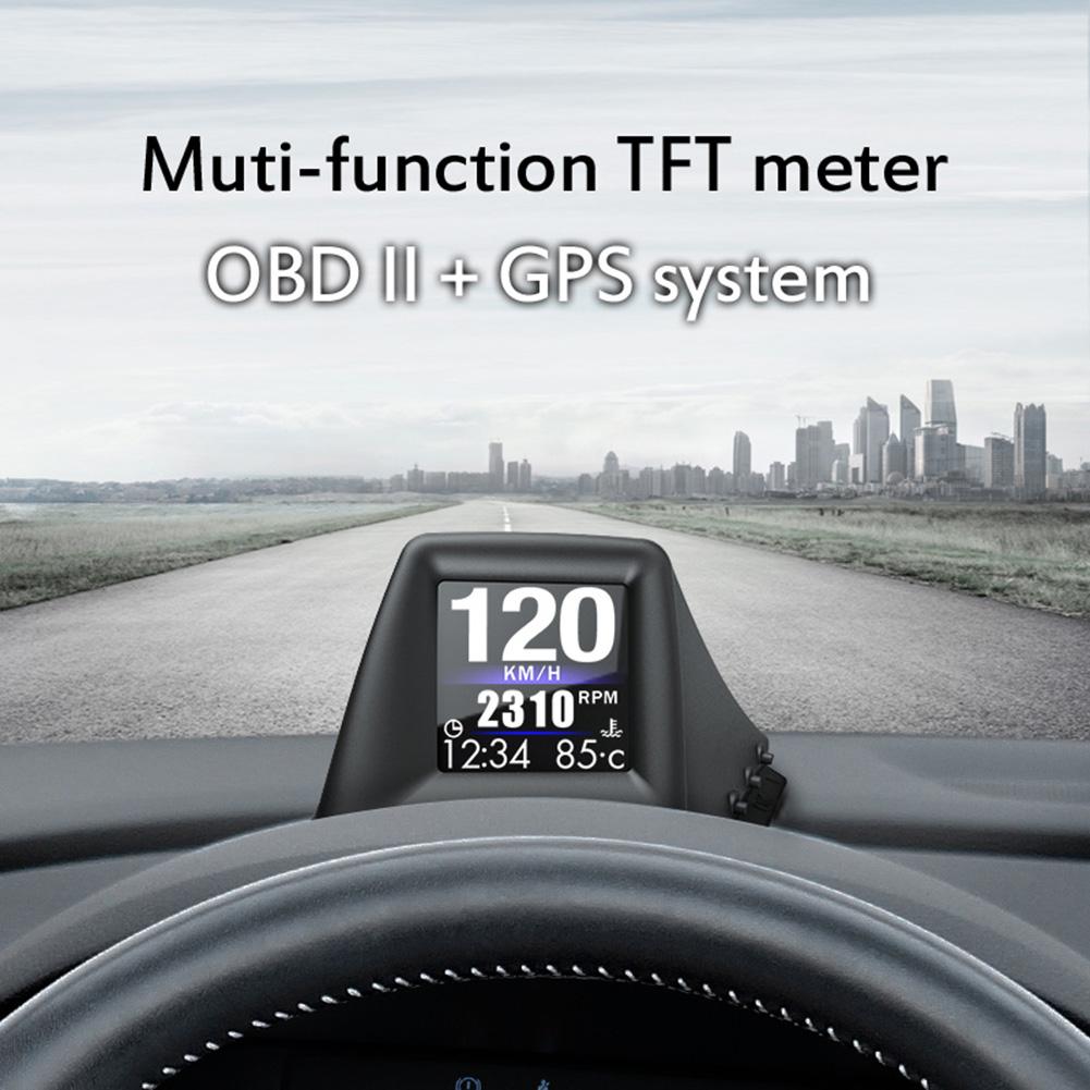 GPS OBD Dual System Head-up Display A-pillar Trim Install RPM Turbo Oil Pressure Water Temp GPS Speedometer for OBDII Car Models
