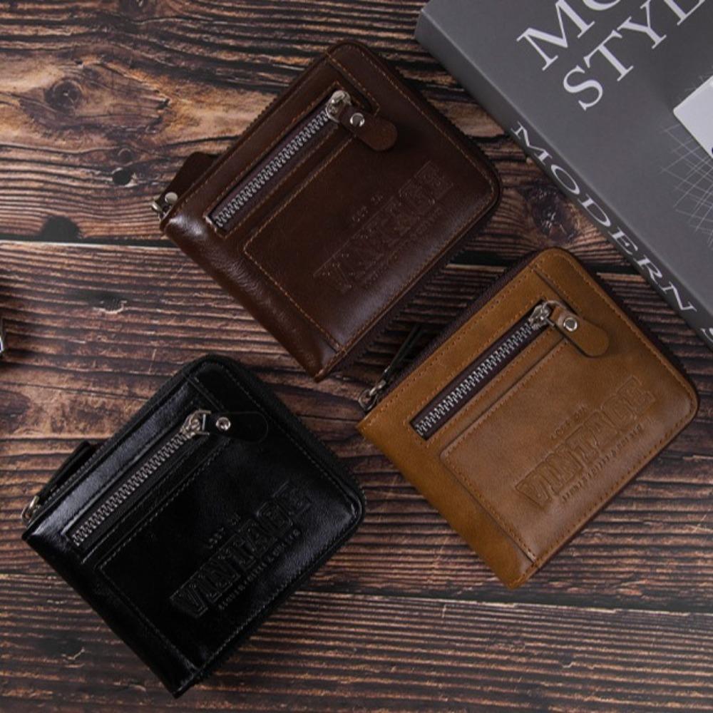 

RFID Business Clutch Bag Vintage ID Card Holder Fashion Short PU Wallet Travel