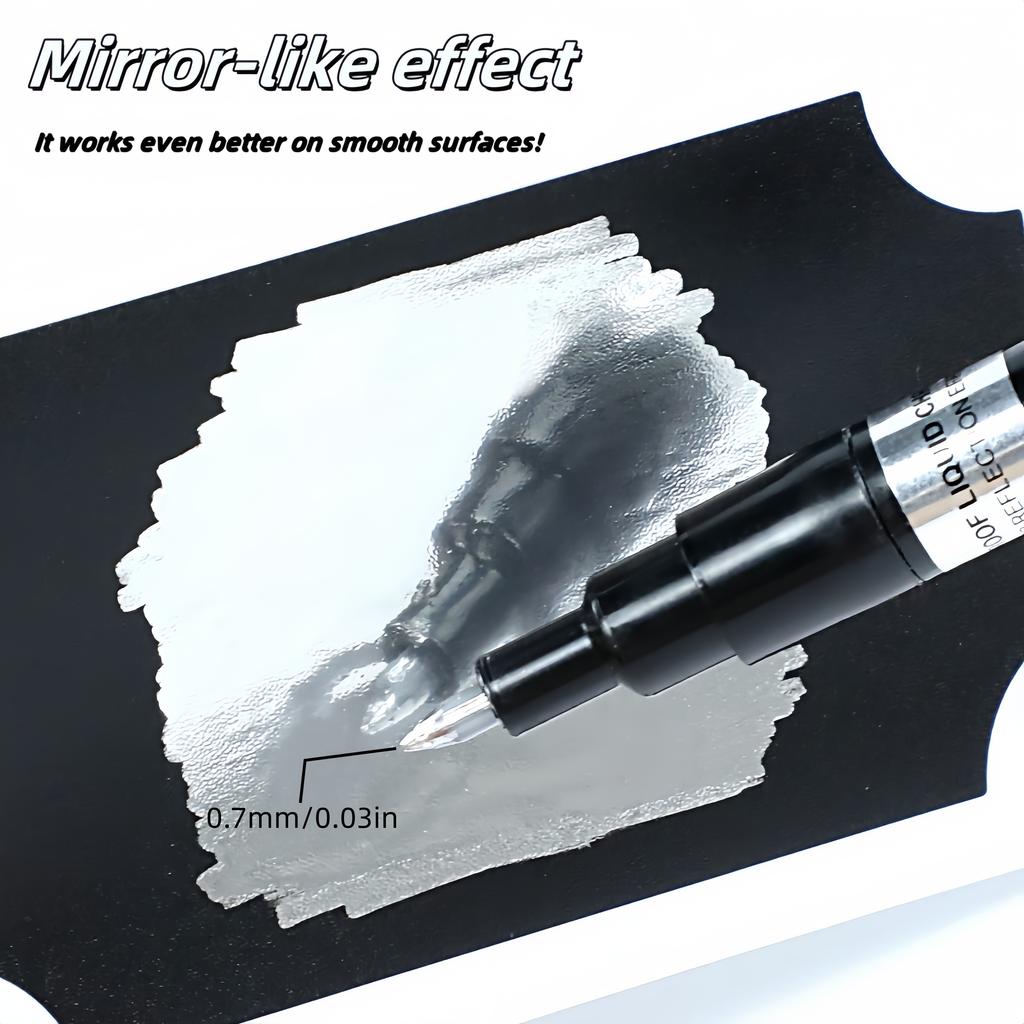 Mirror Markers with Mirror Tip - Waterproof & Dustproof Water-Based Ink for Scratch Cover, Glass, Pottery, Models - Suitable for Artists, Hobbyists