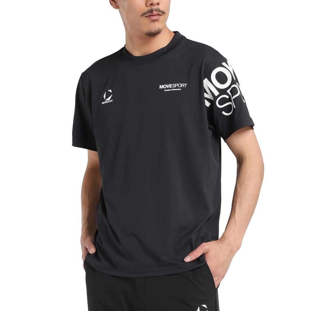 Move Sports Coolist by Move Round Short BK00 T-Shirt Descente, Sport, Sweat-Wicking, Quick-Drying, Heat-Dissipating, Neck, Sleeve, Men's, (ST5SHTZ0MB)