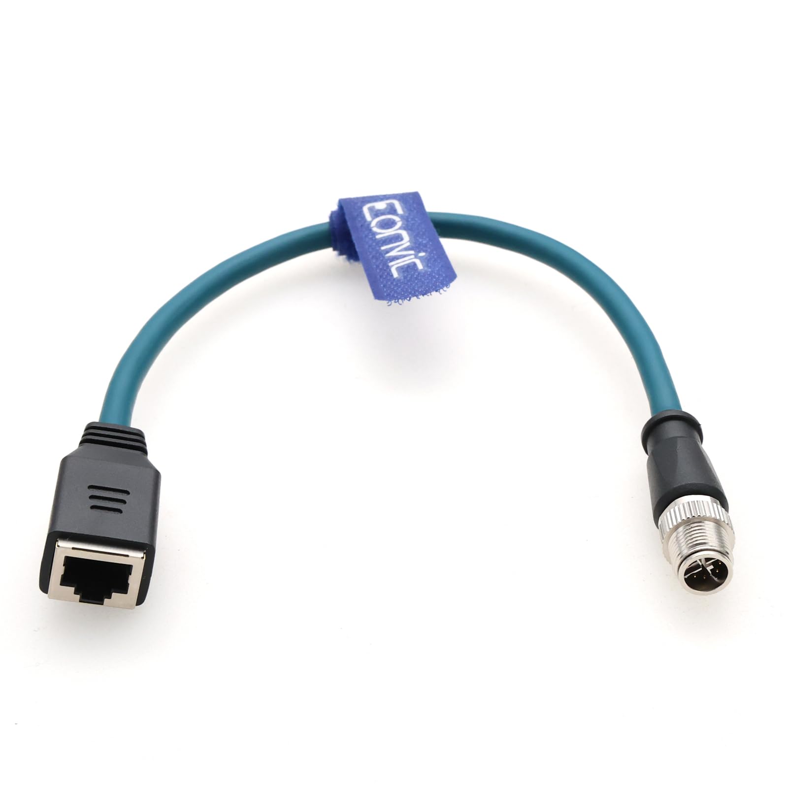 

Eonvic Industrial M12 Male to RJ45 Female Cat6 Gigabit Extension Ethernet 8-Pin X-Code High-Flex Cable. синій