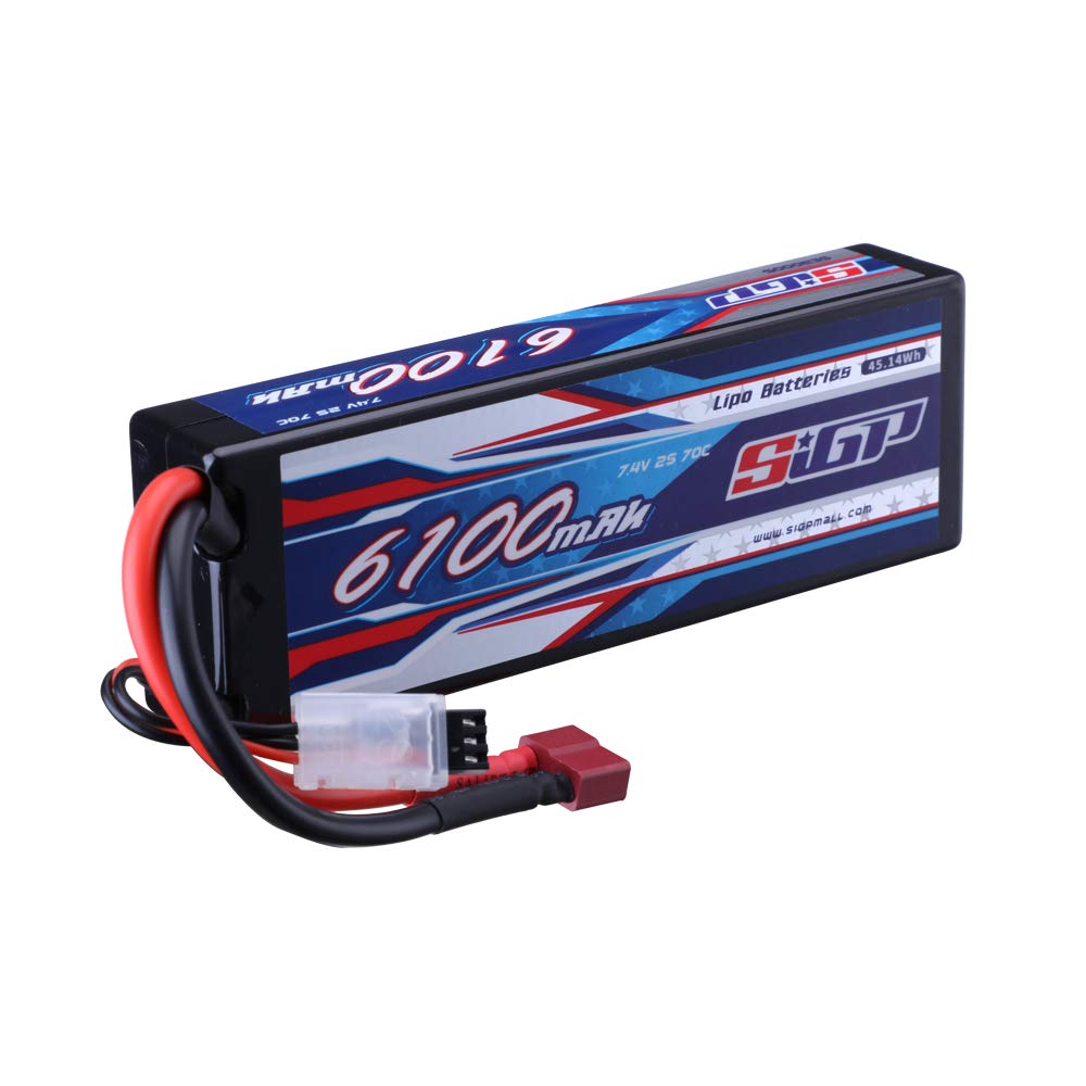 SIGP 2S 7.4V LiPo 6100mAh 70C Hard Case with Dean T Plug for RC Car Truck Boat Vehicle Tank Buggy Racing Hobby