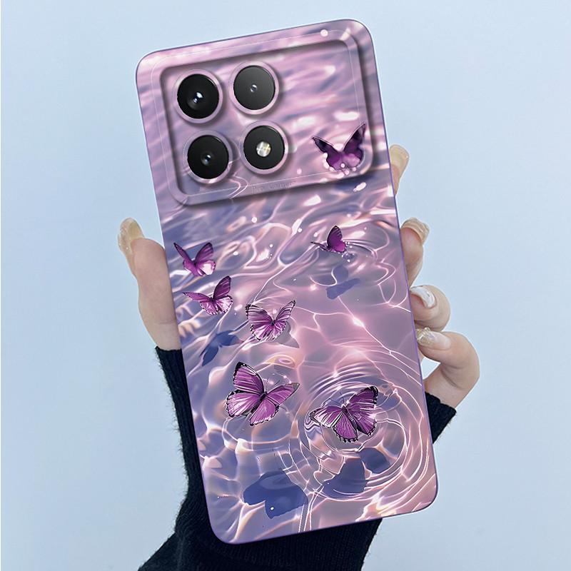 For Xiaomi Poco X6 Pro 5G Case Poco X6Pro Back Cover Fashion Simplicity Floral Soft Liquid Silicone Shell For PocoX6 Pro Fundas