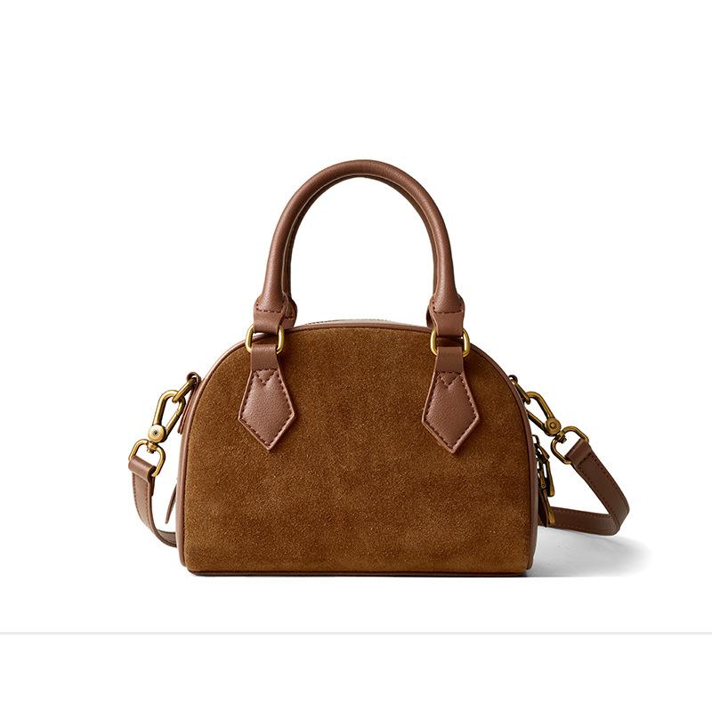 Geantă de damă din piele naturală, toamna și iarna, nouă geantă Boston, geantă de mână pentru femei, nișă retro, piele de vacă înghețată, cu un singur umăr, geantă crossbody