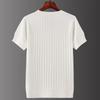 Kurzarm-T-Shirts für Herren mit V-Ausschnitt, lässiges Strick- und Streifen-Oberteil, alltagstauglicher Pullover in Volltonfarbe, weiches, schmal geschnittenes, atmungsaktives T-Shirt