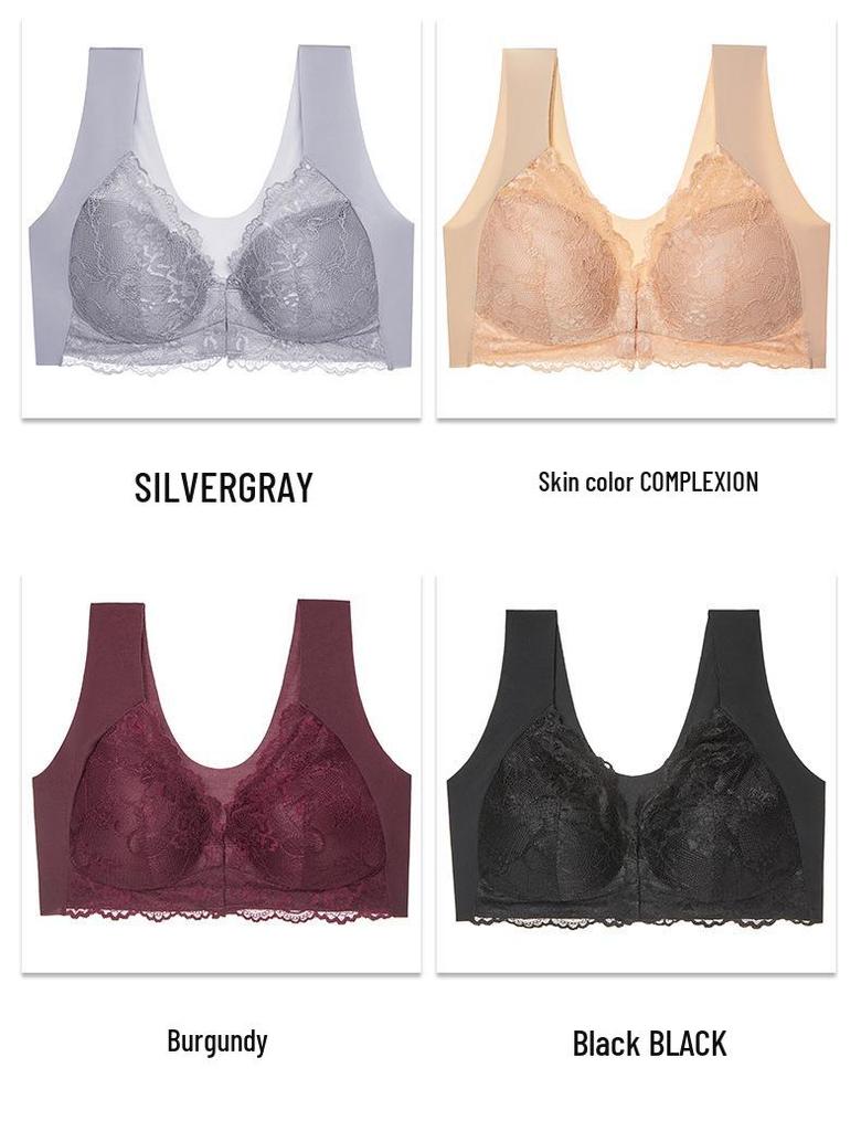 European Lace Front Buckle Plus Size Wireless Push-up Camisole Bra – Sexy Seamless with Beautiful Back Design