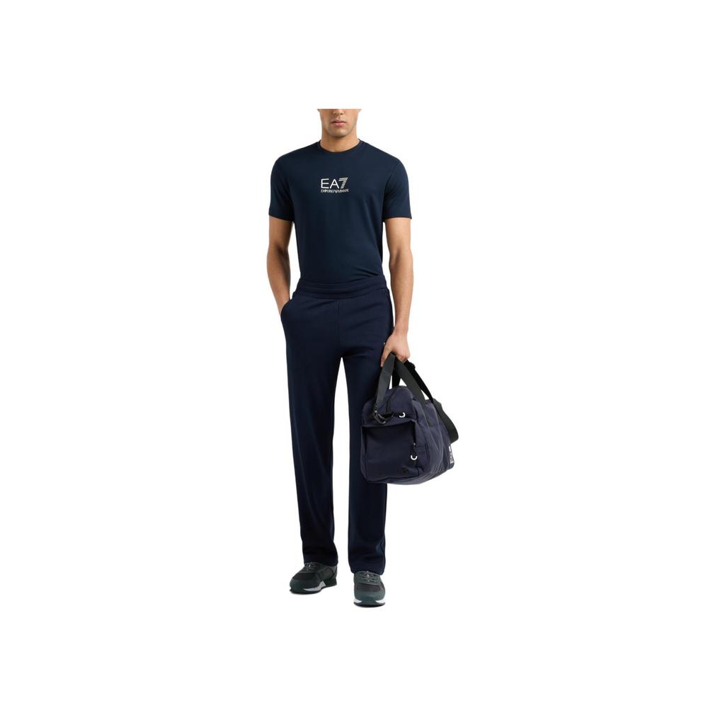 Emporio Armani EA7 Logo Knit Slim Fit Crew Neck Short Sleeve T-Shirt Men Tops Navy-Blue 7M000301-AF13739-UB102