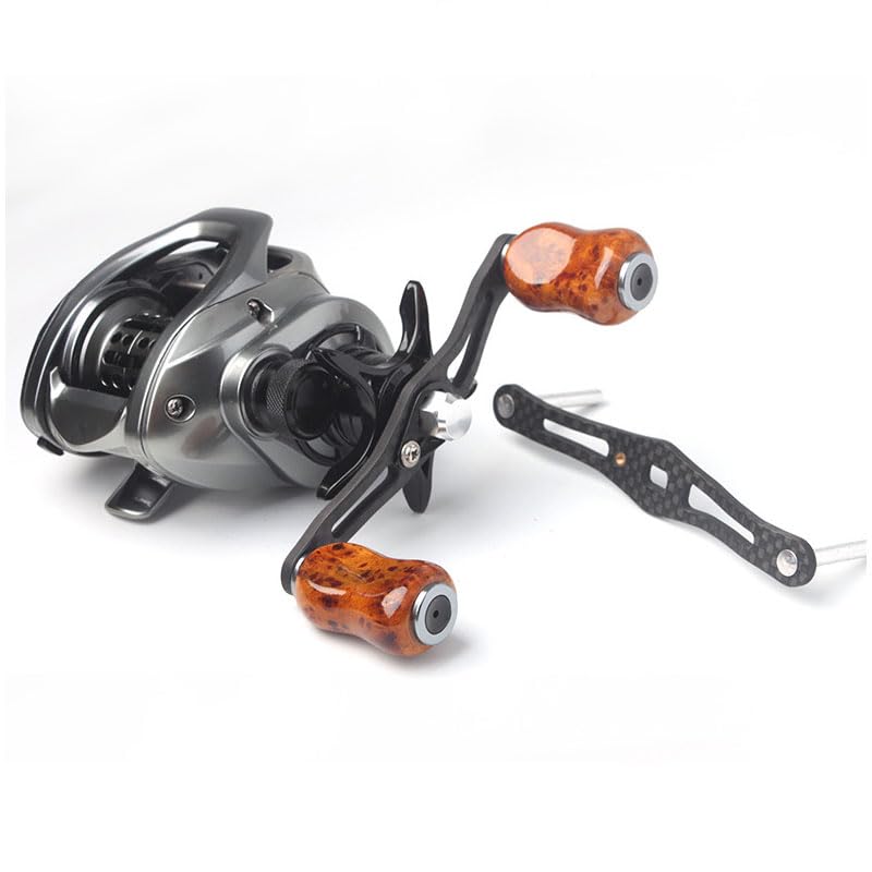 Carbon reel handle compatible with Abu and Shimano 85mm and 90mm shaft Suitable for both and Custom carbon crank Universal B 90mm shaft Daiwa, Garcia,
