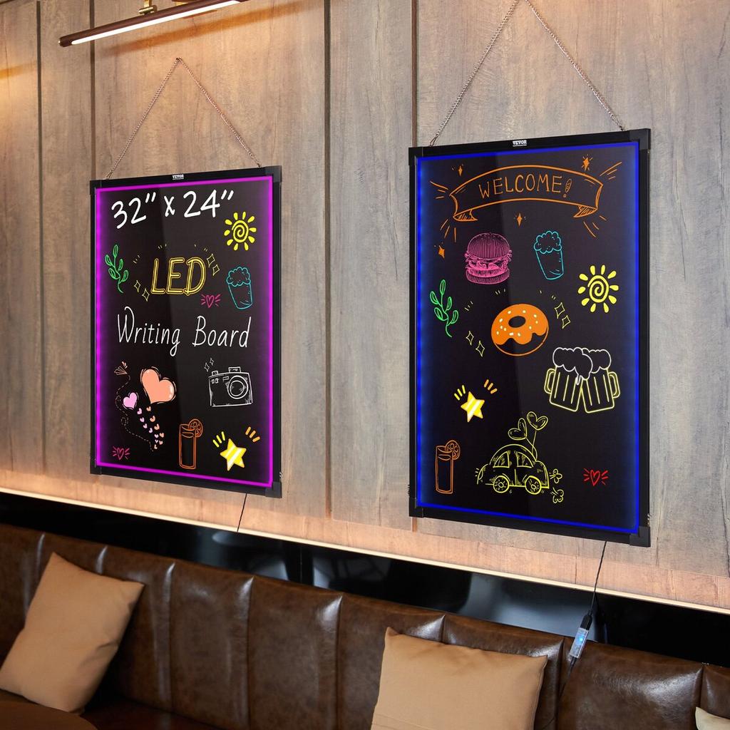 LED Message Writing Board 81.3x61 Cm Illuminated Erasable Lighted Chalkboard