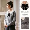 Olrain Women's Lapel Bow Pullover Sweater