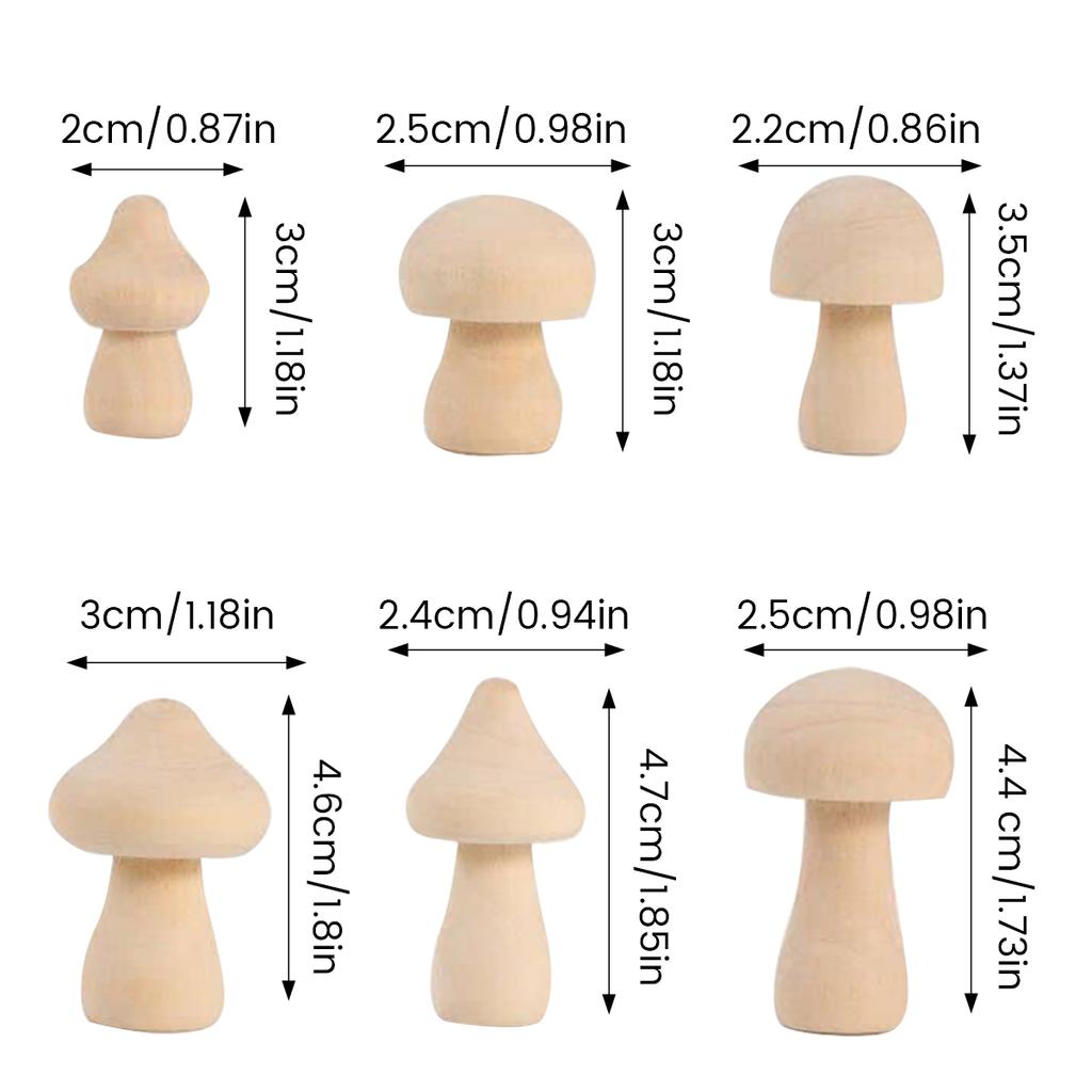 30pcs Unfinished Wooden Mushroom Natural Wooden Mushroom Set Unpainted Wood Mushroom DIY Unfinished Wooden Toys for Art Graffiti