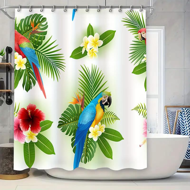 

Exotic Birds and Flowers Shower Curtain Tropical Bath Decor Durable Waterproof Fabric for Bathroom Showers Customizable Sizes Av 90x180cm