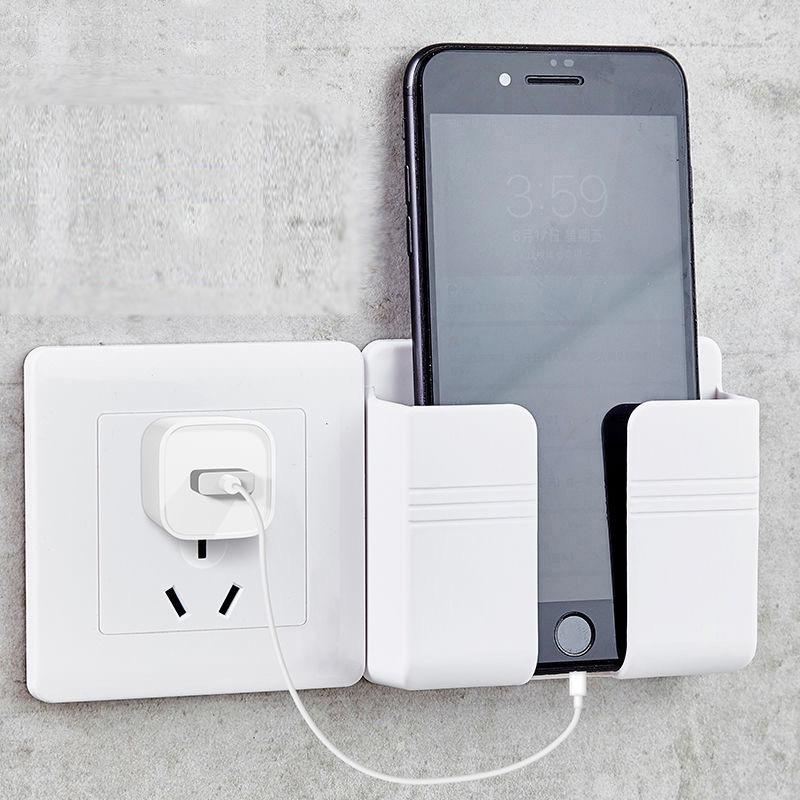 Wall-Mounted Multi-Functional Phone Charging Dock & Remote Holder белый