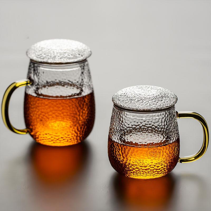 350ML 500ML Heating Resistance Hammer Teacups With Filter Tea Water Separation Water Cup With Lid And Handle Tea Ceremony Cup 350ml