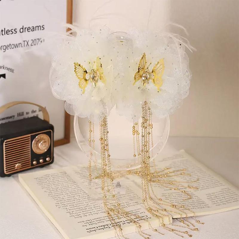 

Элегантный сетчатый цветок динамическая бабочка перо кисточка заколка для волос девушки акула зажим женский головной убор украшения аксессуары