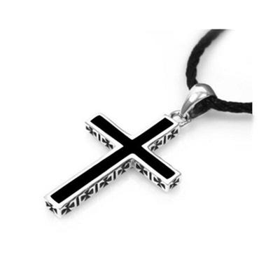 Schwarz Kreuz Anhänger Halskette für Männer Halsband Zubehör Mode Männlichen Silber 925 Halsketten Schmuck Halsband Frauen