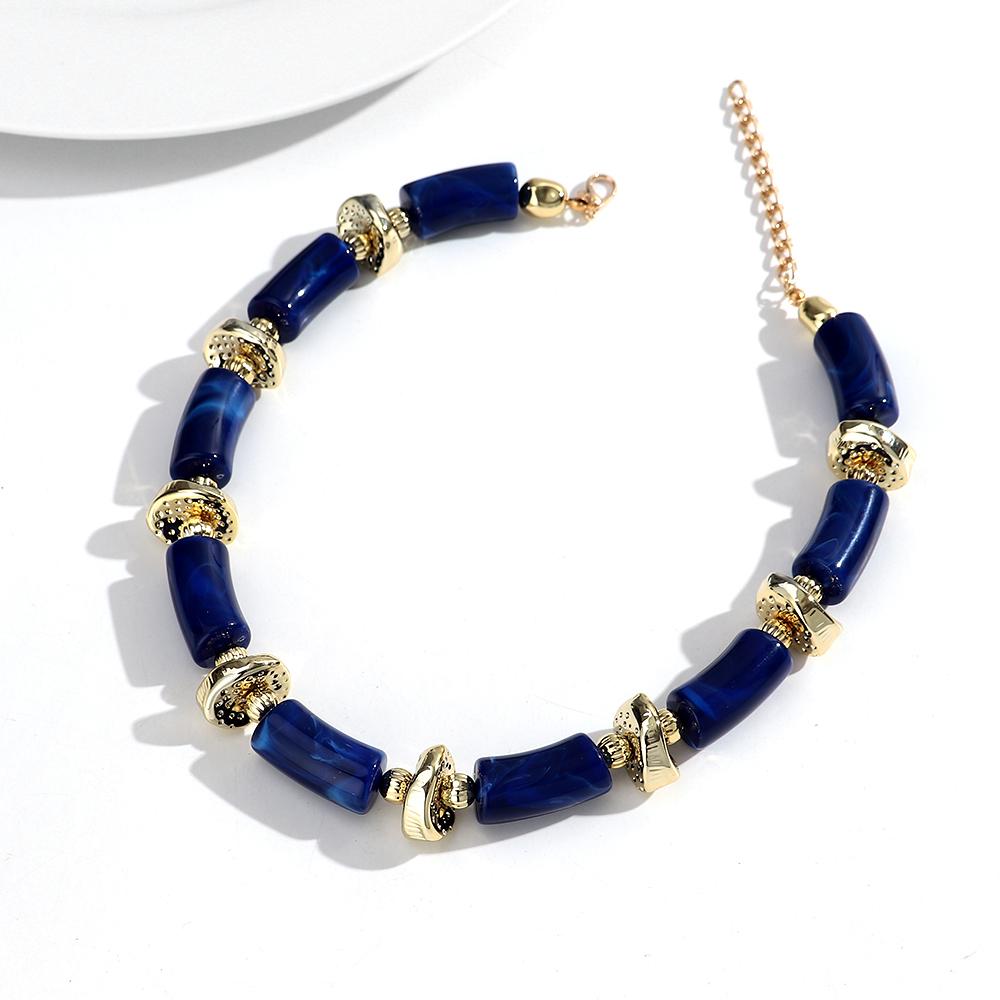 New Colorful Chunky Bamboo Tube Beaded Acrylic Choker for Women Man Statement Elbow Stack Necklace French Trendy Jewelry Gift