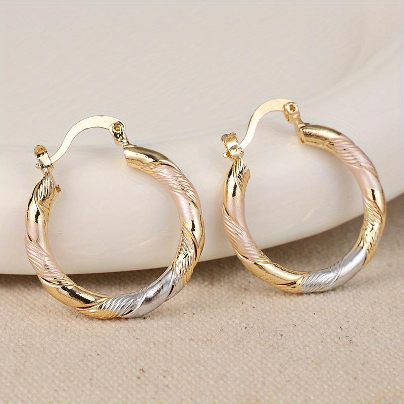 Simple And Colorful Wrap The Rope Creative Gold Contrasting Round Hoop Earrings For Women's able Daily Wedding Accessorie