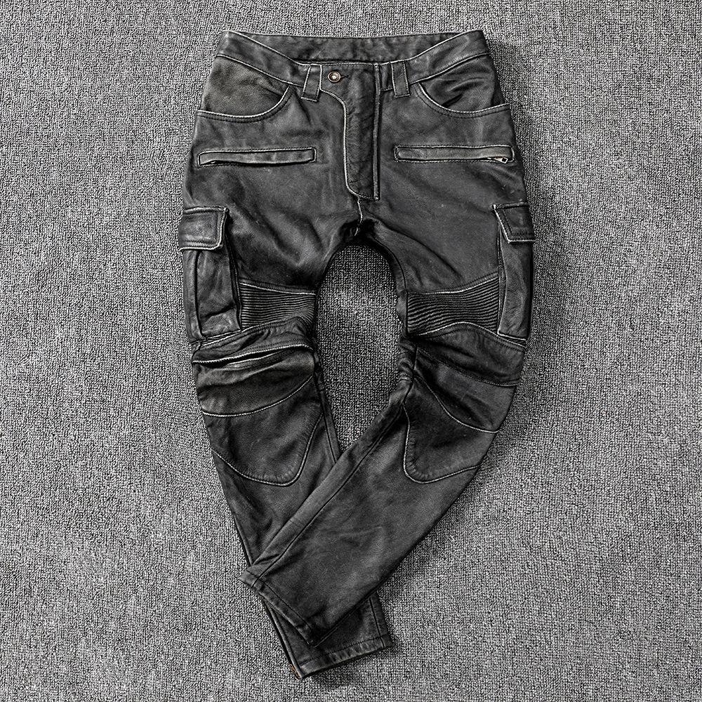 

Кожаные брюки мужские из натуральной кожи коровьей мотоциклетные кожаные брюки можно оснастить защитной экипировкой ретро старый охотничий костюм костюм для велоспорта 5XL