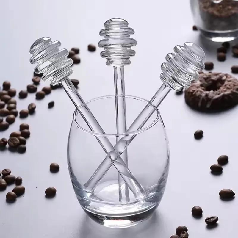 Transparent Glass Honey Dipper Stick Durable Syrup Dispenser Stick Coffee Stirrer for Honey Jar Kitchen Accessories