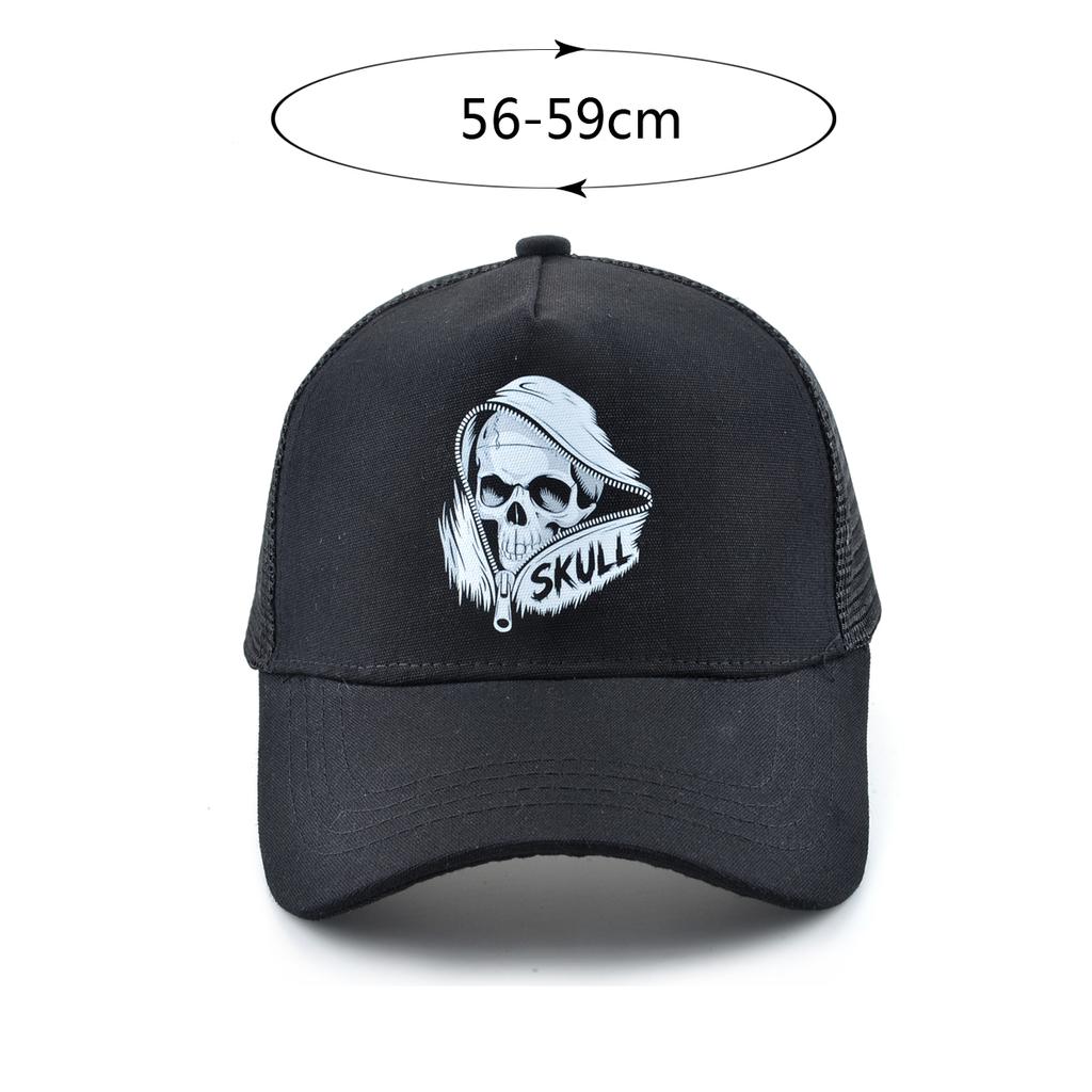 Summer Baseball Cap Outdoor Breathable Mesh Trucker Cap Men Women Printing Skull Snapback Hip Hop Caps Adjustable Visor Cap