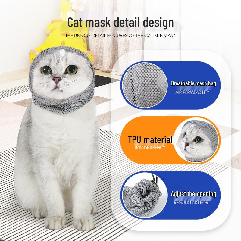 2024 Breathable Cat Mask: Anti-Lick, Anti-Scratch, Anti-Eating, Clear Vision Cat Head Cover