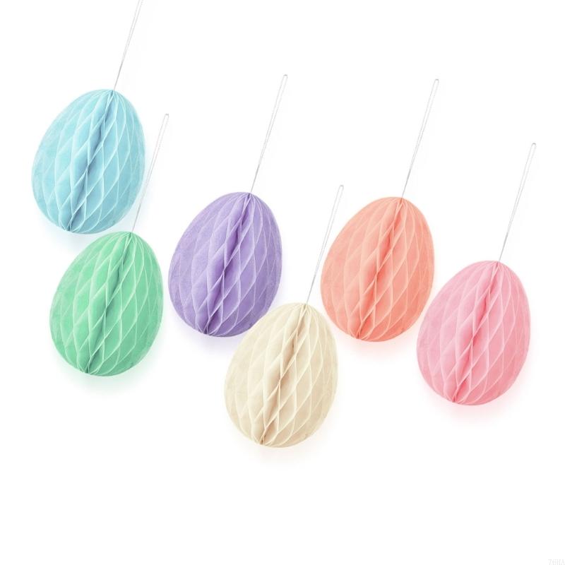 Pack Of 6 Paper Eggs Pendant Tree Ornament Spring Holiday Hanging Ornament For Basket Fillers Christmas Tree Decoration