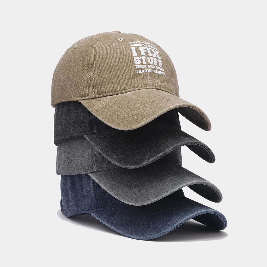 Cross-border Washed Cotton Printed Hat, Distressed Dad Cap, Men's Retro Export Baseball Cap, Best-selling Soft-top Sun Hat