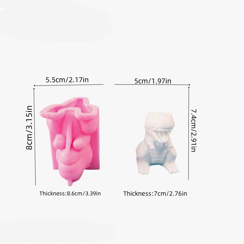 1 Piece Dinosaur Candle Mold Diy Plaster Desktop Ornament Dinosaur Silicone Mold Accessories