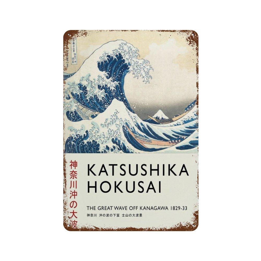 Vintage Japan Art Metal Tin Sign Yayoi Kusama Poster Plaque Katsushika Hokusai Wall Art for Room Club Man Cave Bar Home Decor