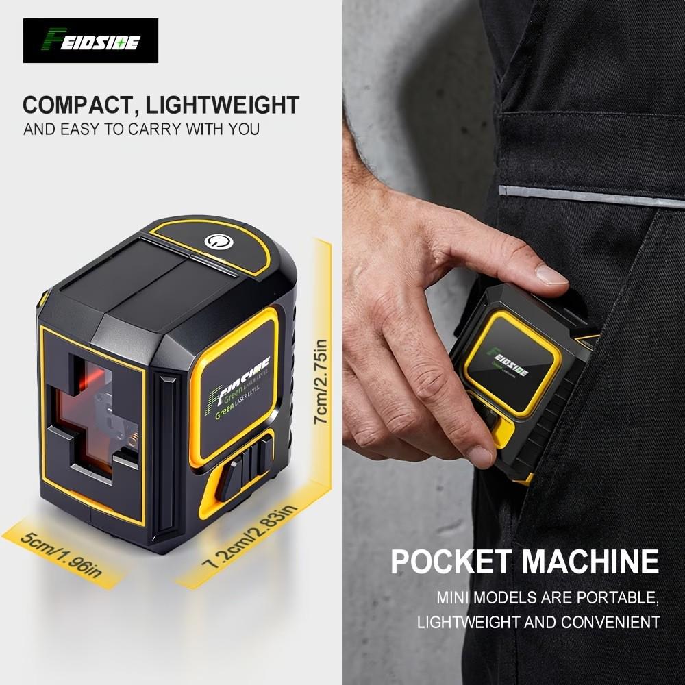 Compact Green Laser Level - 2-Line Auto-Leveling, Portable Fine Line Projector