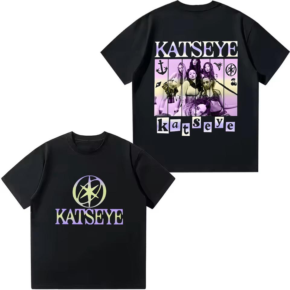 Kpop KATSEYE Kinder T-Shirt Jungen Mädchen Polyester T-Shirt Sommer Kurzarm Tops Katseye Fans Geschenk T-Shirt Harajuku Kinderkleidung