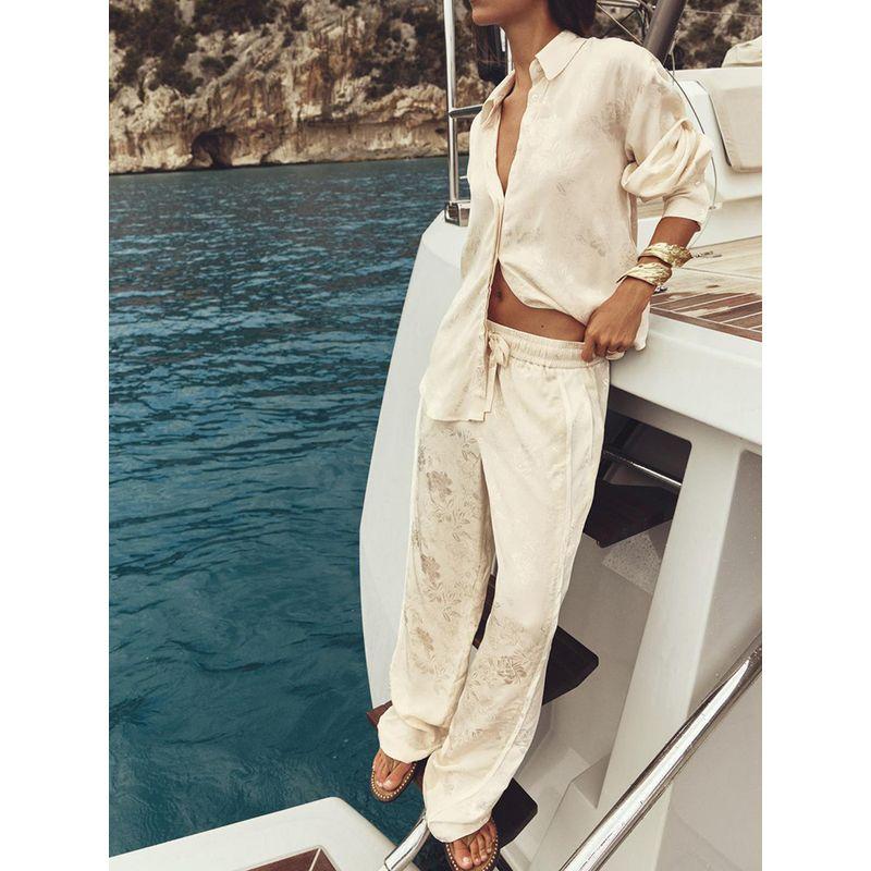 Za2024 Fall New Women's Clothing Lapel Long Sleeve Shirt 1165177 High Waist Stretch Trousers 1165277
