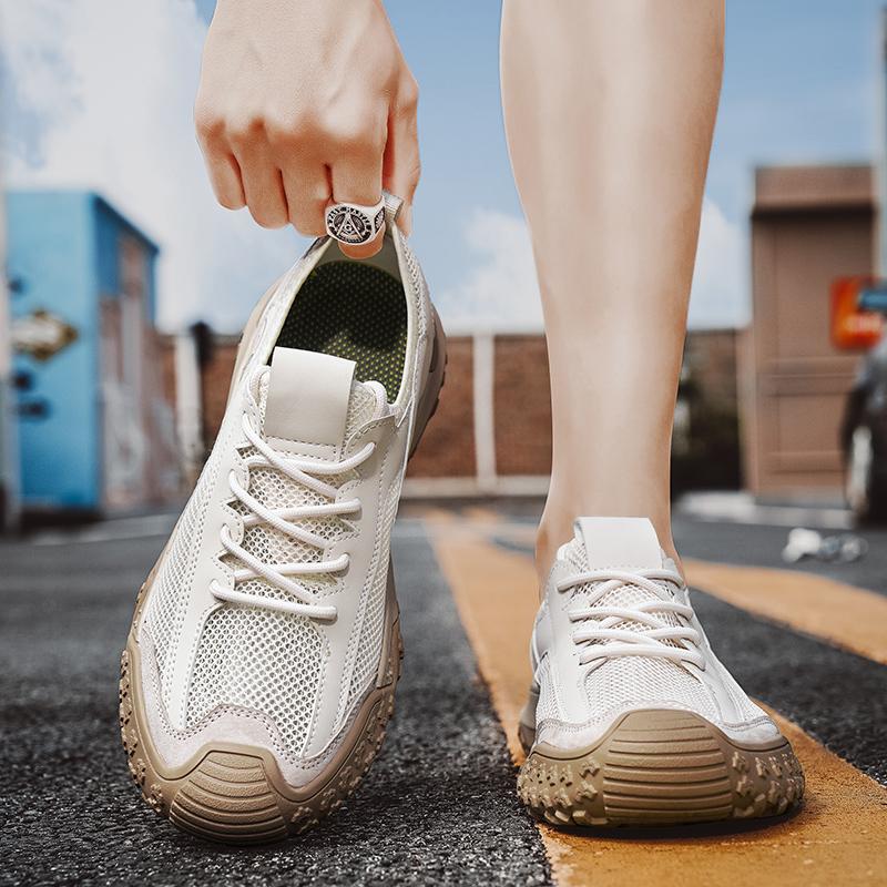 Fashion Men Casual Walking Footwear Men's Summer Mesh Breathable Flats Low Top Sporty Casual Shoes Lightweight Outdoor Men's Sneaker