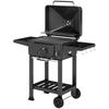 Holzkohlegrill BBQ Smoker mit Deckelthermometer Höhenverstellbare Kohleschale Grillrost Seitentisch Ascheschale