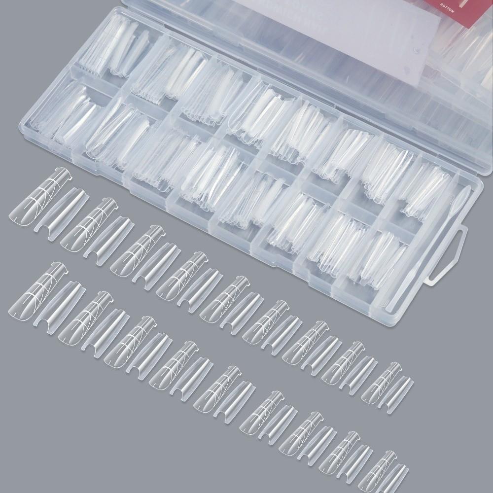 256Pcs/Box Transparent Nail Sandwich Dual Form DIY False Nails New Tips Nail Extension Form