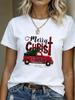 (Asian Size) tree watercolor  T Shirt Print Casual New Year Short Sleeve T-shirts Merry Christmas Fashion Women's Top O-neck Clothing Graphic Tee